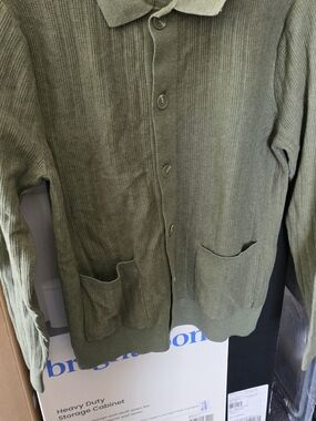 Goodfellow & Co Olive Green Ribbed Button-Up Cardigan